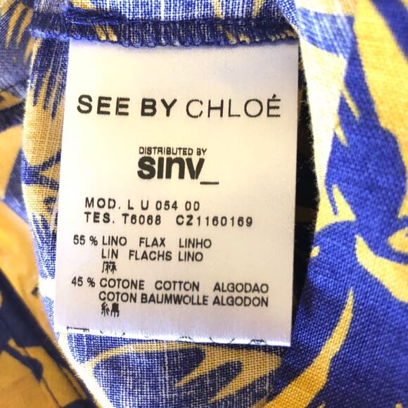 NWT See by Chloe Palm Leaf Print Romper Size 8 Linen Blend Tropical Beach Resort - Picture 10 of 12